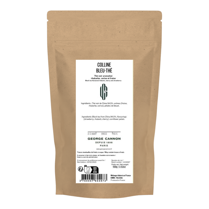 COLLINE BLEU-THÉ - Thé noir aromatisé rhubarbe, cerise et fraise