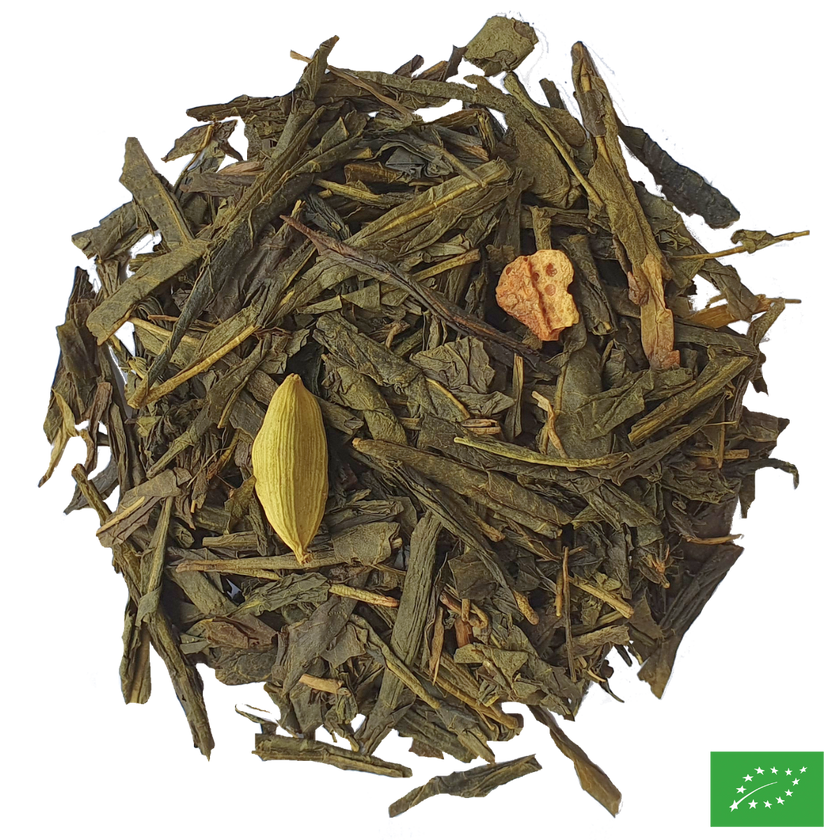 PLEIN D'ÉPICES - Thé vert aux épices aromatisé à l'orange - Bio