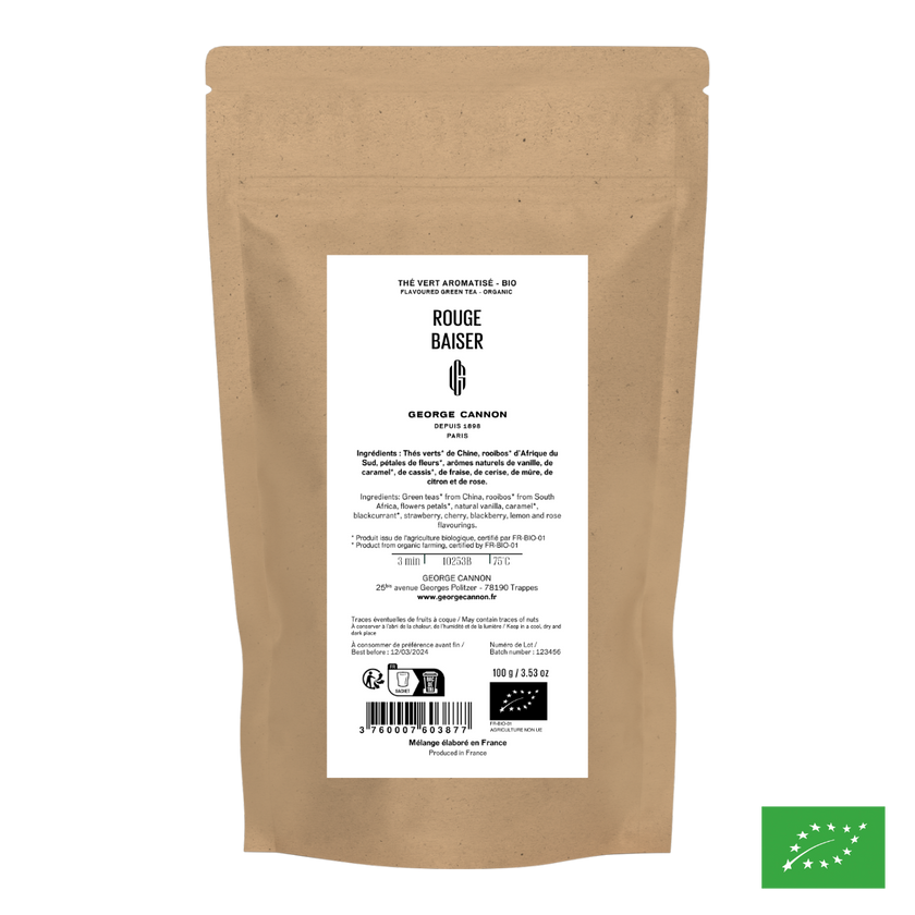 ROUGE BAISER - Thé vert aromatisé fruits rouges, vanille - Bio