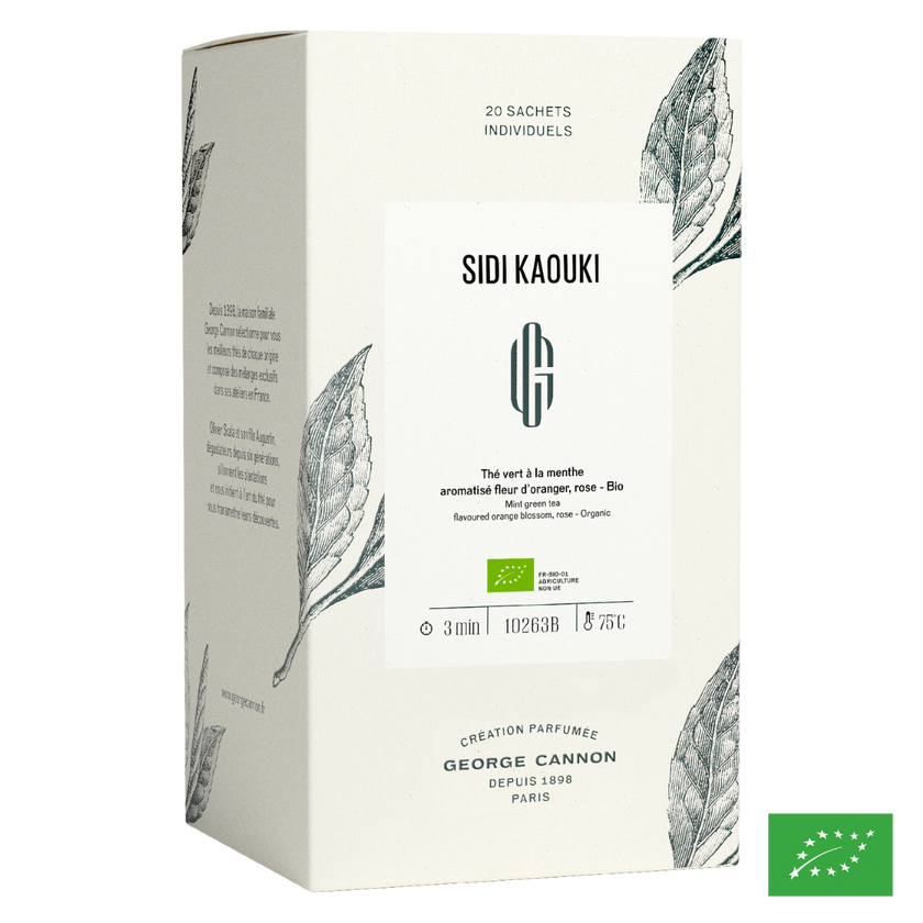 SIDI KAOUKI - Thé vert à la menthe aromatisé fleur d'oranger, rose - Bio