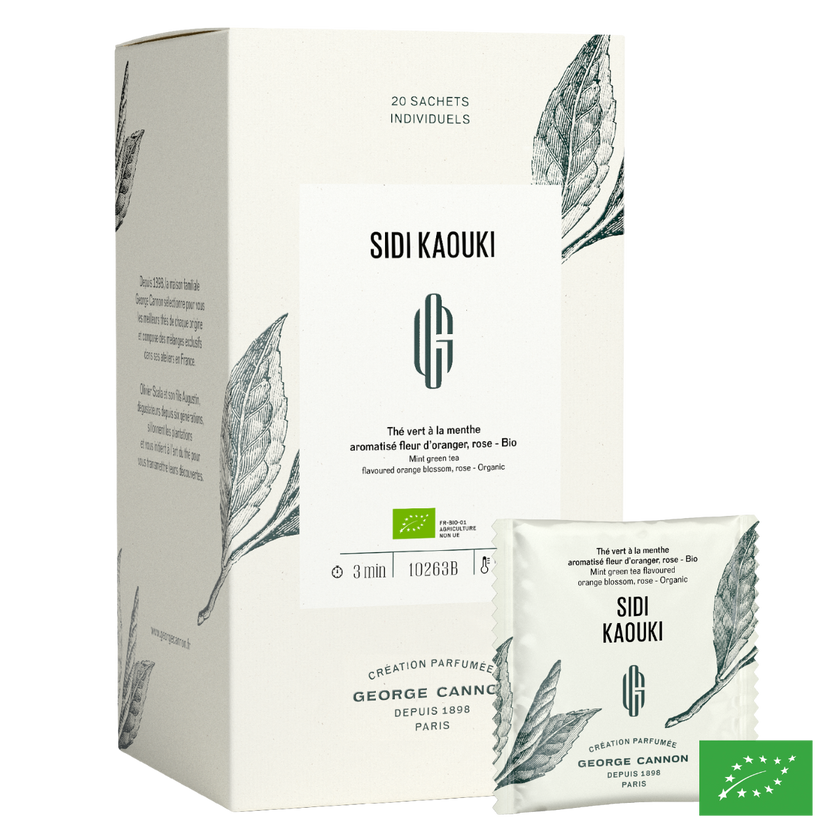 SIDI KAOUKI - Thé vert à la menthe aromatisé fleur d'oranger, rose - Bio