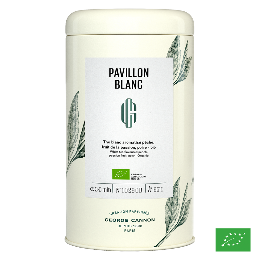 PAVILLON BLANC - Thé blanc aromatisé pêche, fruit de la passion, poire - Bio