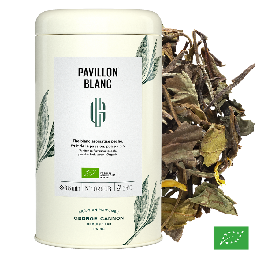 PAVILLON BLANC - Thé blanc aromatisé pêche, fruit de la passion, poire - Bio