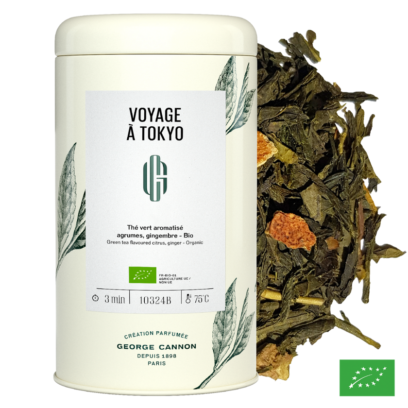 VOYAGE À TOKYO - Thé vert aromatisé agrumes, gingembre - Bio