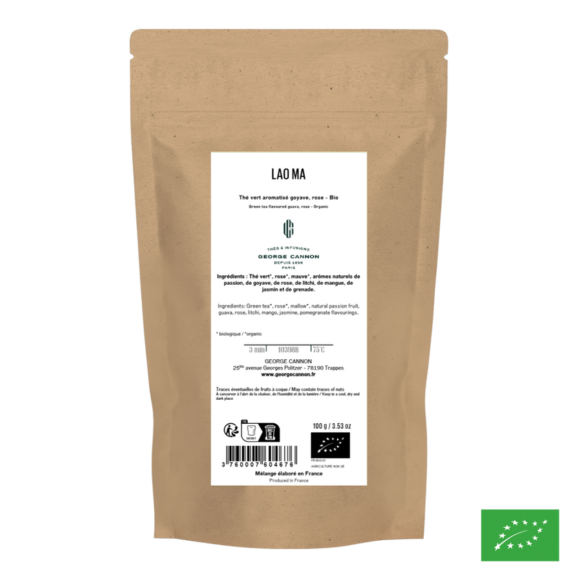 LAO MA - Thé vert aromatisé goyave, rose - Bio