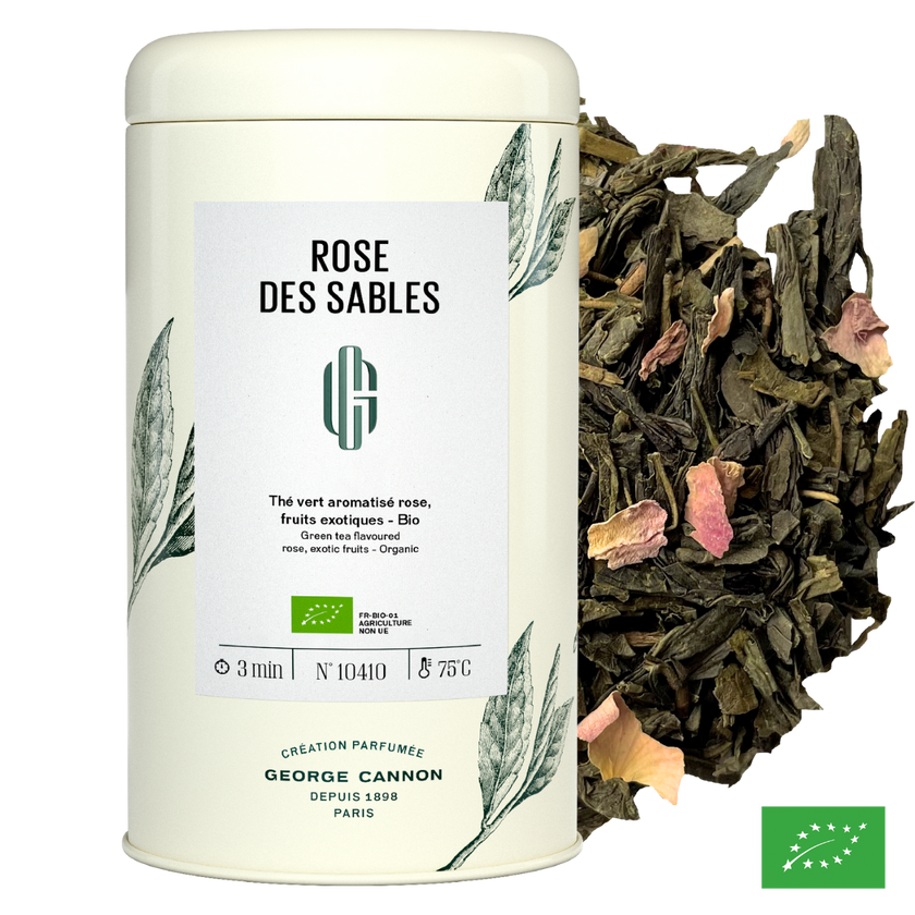 ROSE DES SABLES - Thé vert aromatisé rose, fruits exotiques - Bio