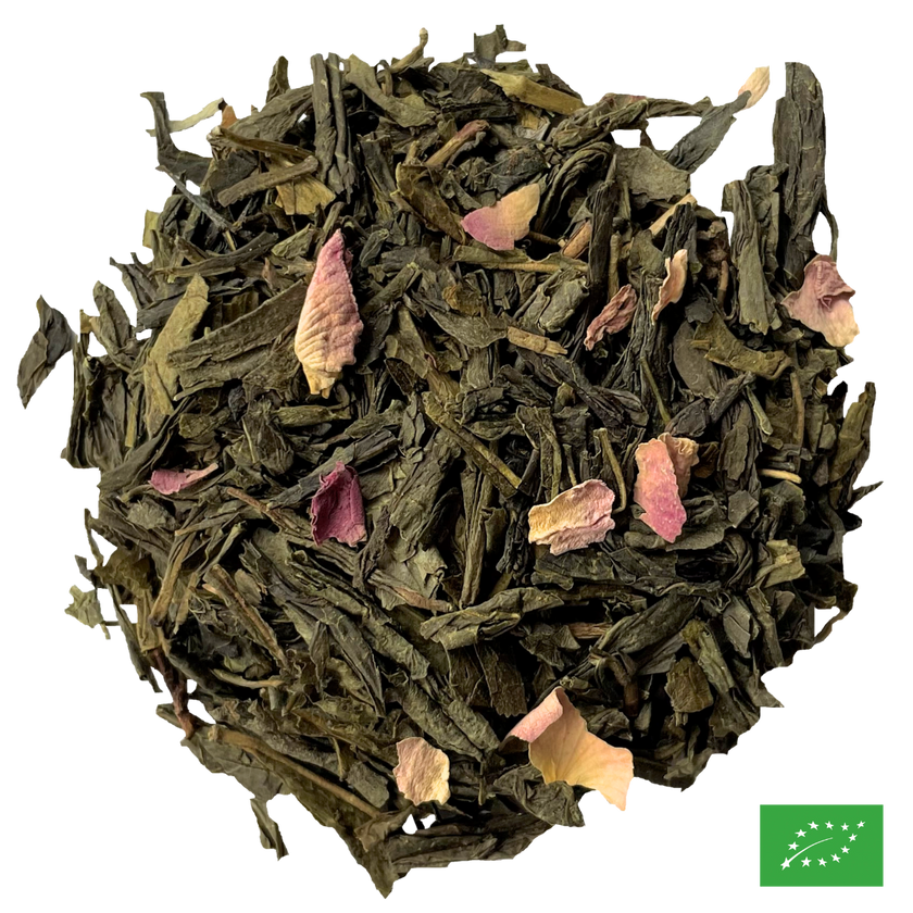 ROSE DES SABLES - Thé vert aromatisé rose, fruits exotiques - Bio