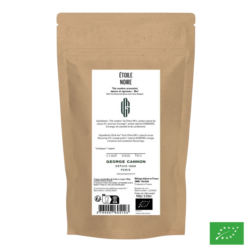 ÉTOILE NOIRE - Thé sombre aromatisé épices et agrumes - Bio