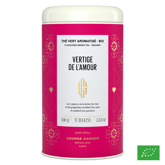 VERTIGE DE L'AMOUR - Thé vert aromatisé rose et fruits de la passion - Bio
