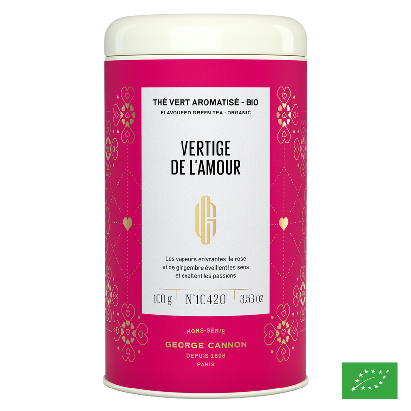VERTIGE DE L'AMOUR - Thé vert aromatisé rose et fruits de la passion - Bio