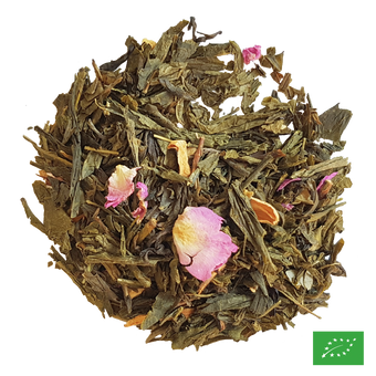 VERTIGE DE L'AMOUR - Thé vert aromatisé rose et fruits de la passion - Bio