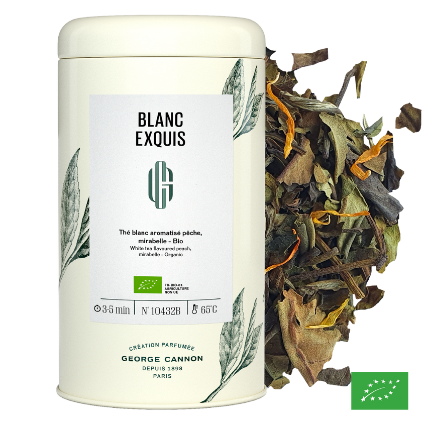 BLANC EXQUIS - Thé blanc aromatisé pêche, mirabelle - Bio