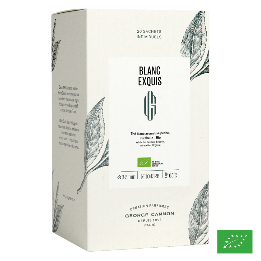 BLANC EXQUIS - Thé blanc aromatisé pêche, mirabelle - Bio