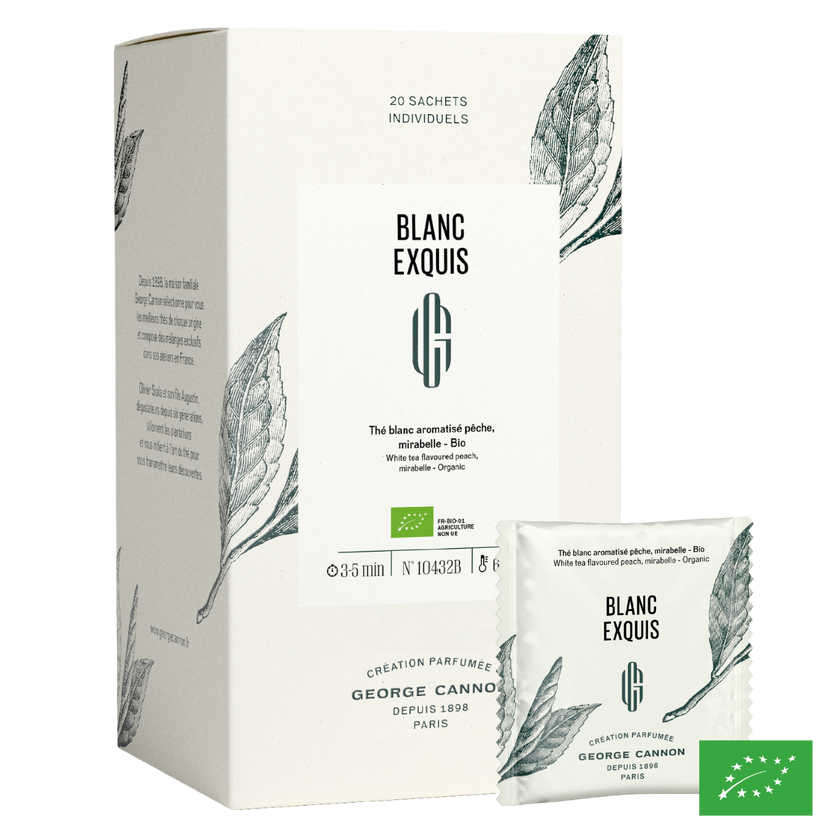 BLANC EXQUIS - Thé blanc aromatisé pêche, mirabelle - Bio
