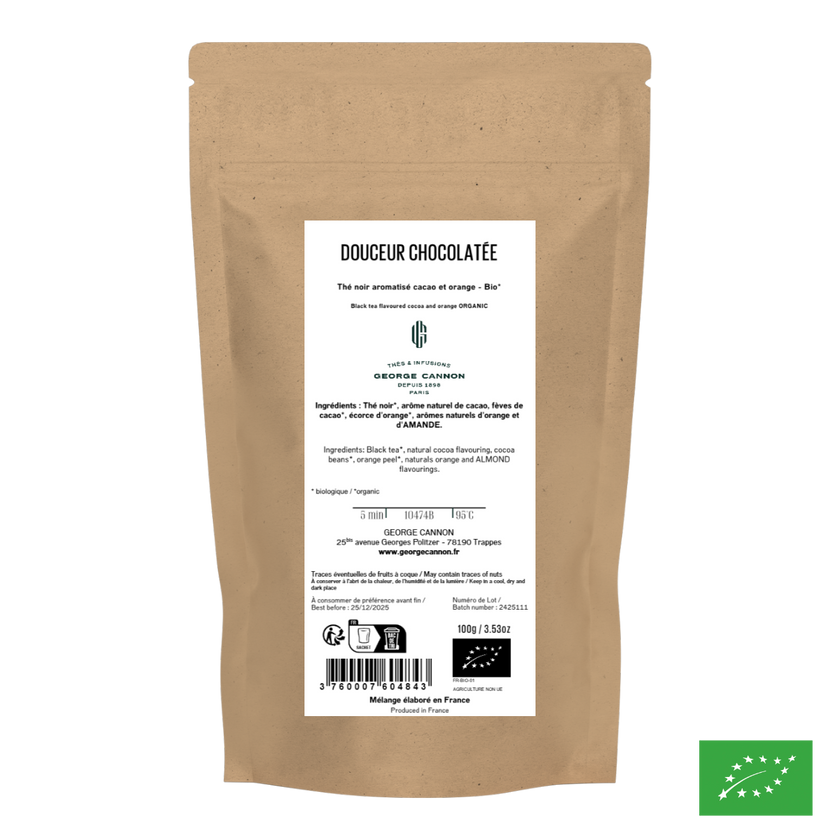 DOUCEUR CHOCOLATÉE - Thé noir aromatisé cacao, orange - Bio