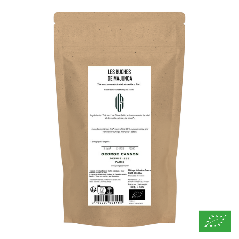 LES RUCHES DE MAJUNGA - Thé vert aromatisé miel et vanille - Bio