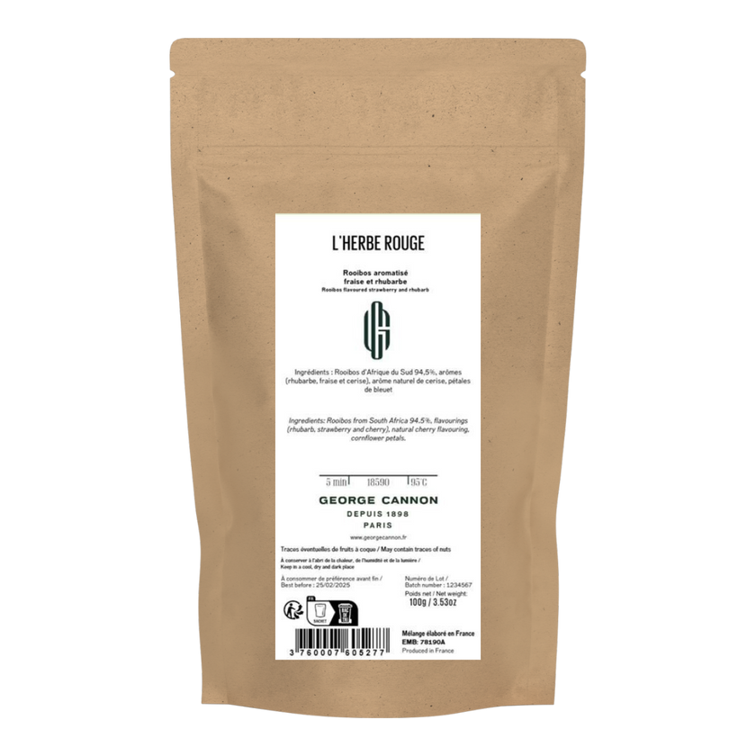 L'HERBE ROUGE - Rooibos aromatisé fraise et rhubarbe