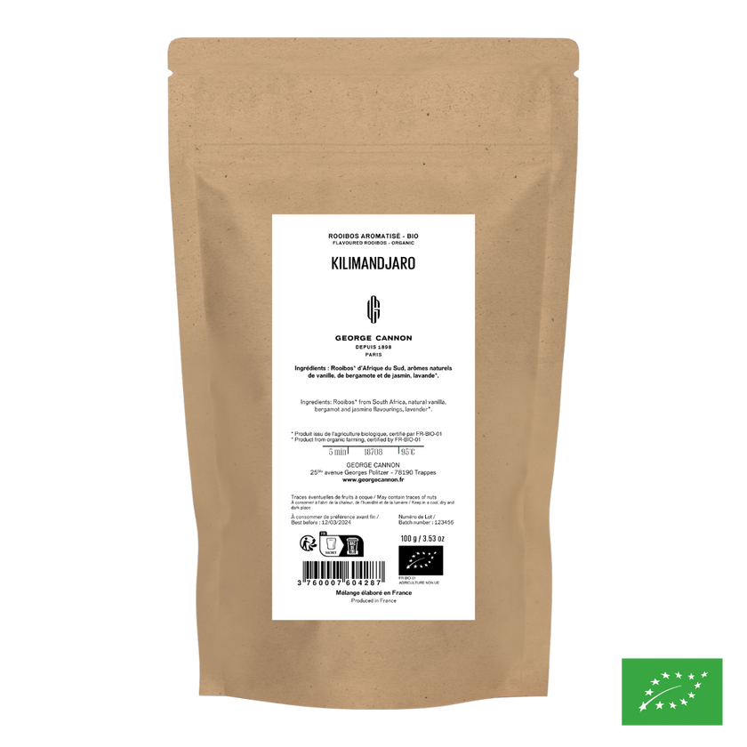 KILIMANDJARO - Rooibos aromatisé vanille, jasmin, bergamote - Bio