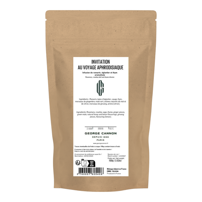 INVITATION AU VOYAGE APHRODISIAQUE - Infusion de romarin, églantier et thym aromatisée
