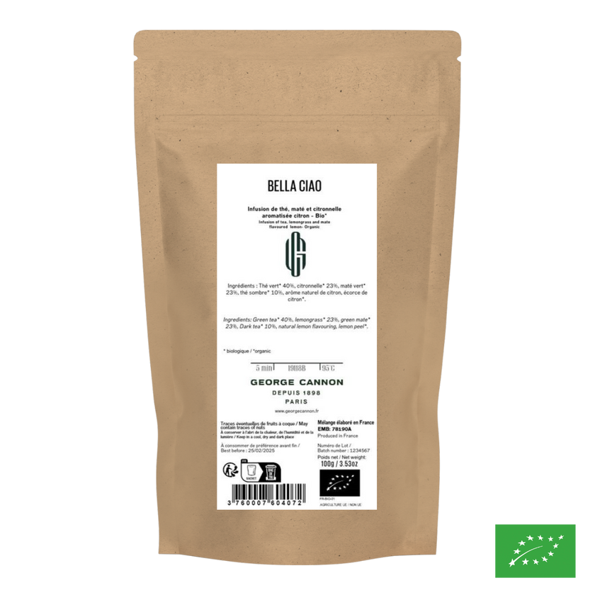 BELLA CIAO - Infusion de thé, maté et citronnelle aromatisée citron - Bio