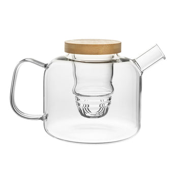 Théière en verre 850 ml avec filtre et couvercle en bois