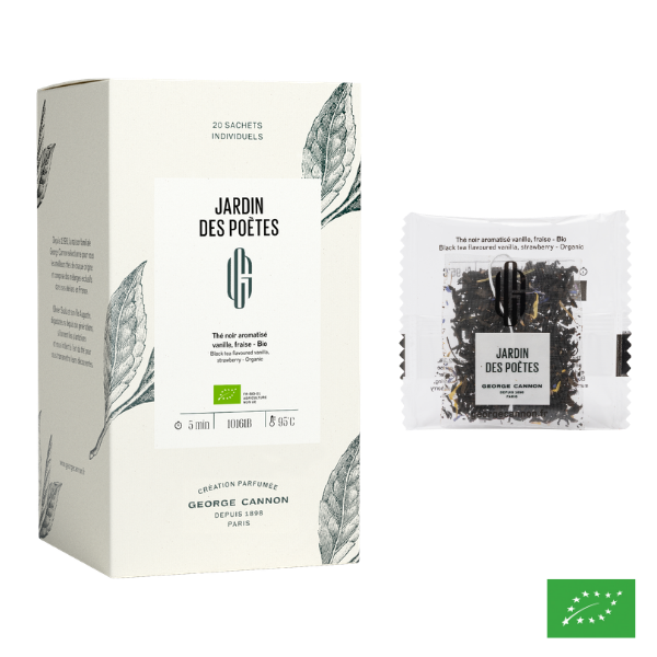 JARDIN DES POÈTES - Thé noir aromatisé vanille, fraise - Bio