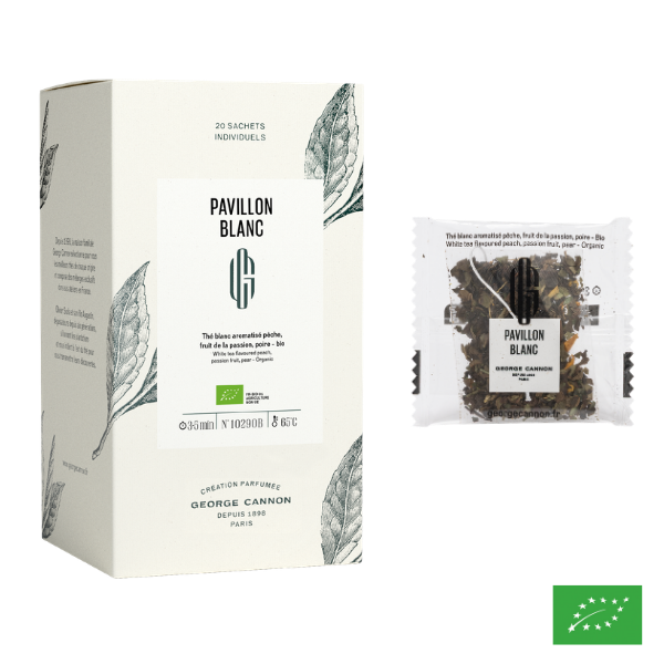 PAVILLON BLANC - Thé blanc aromatisé pêche, fruit de la passion, poire - Bio