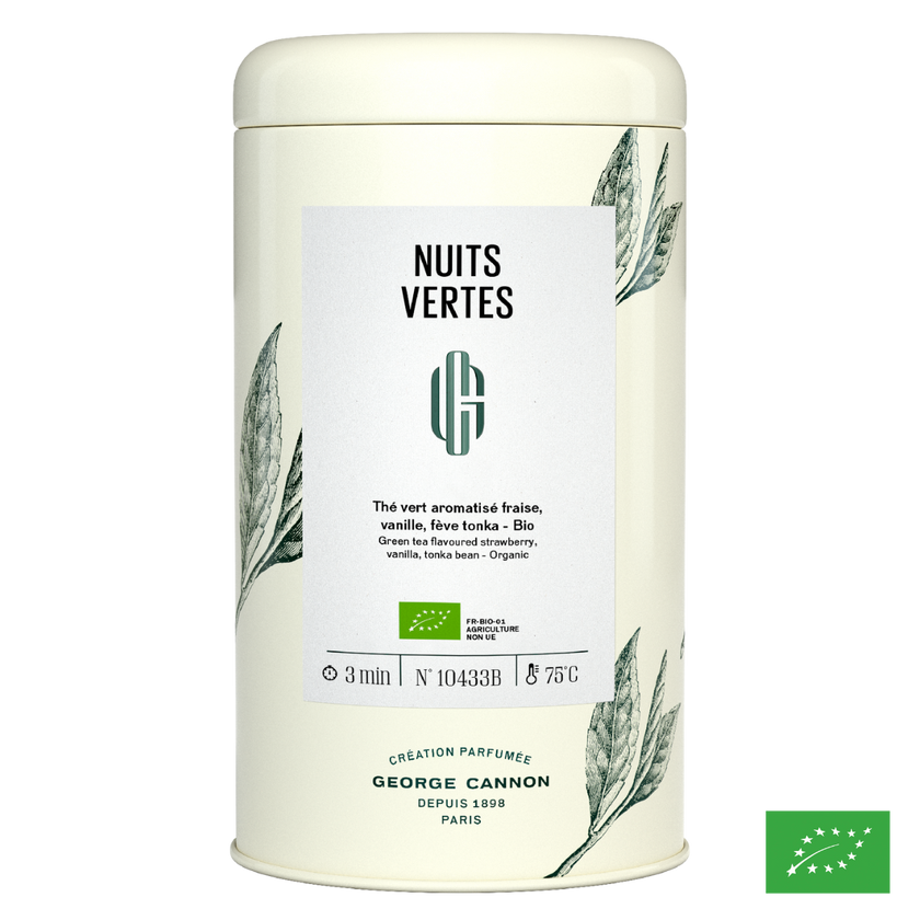 NUITS VERTES - Thé vert aromatisé fraise, vanille, fève tonka - Bio