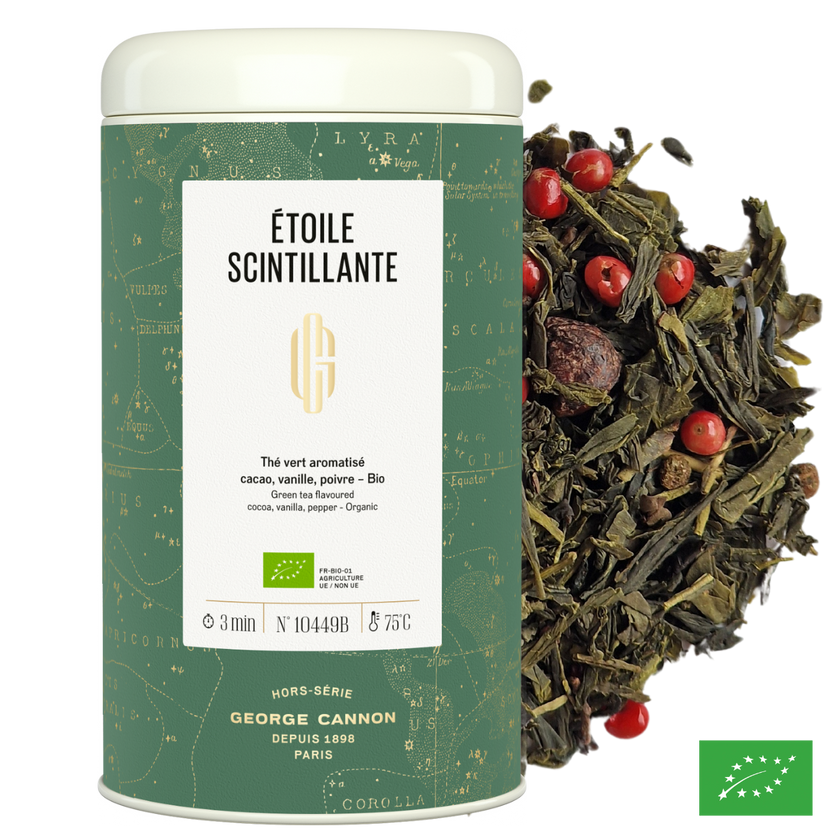 ÉTOILE SCINTILLANTE - Thé vert aromatisé cacao, vanille, poivre - Bio