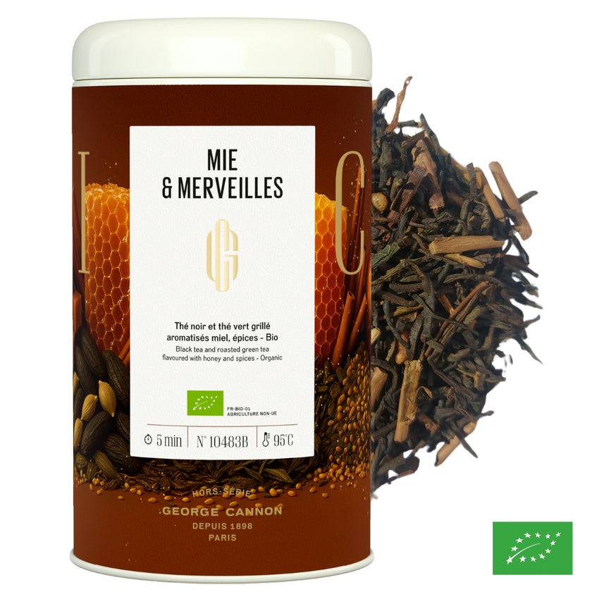 MIE & MERVEILLES - Thé noir et thé vert grillé aromatisés miel, épices - Bio
