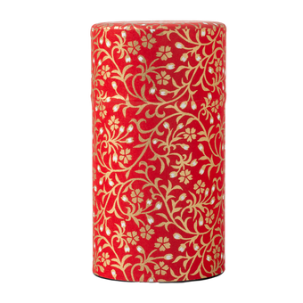 BOÎTE WASHI 100 g - Rouge motif floral doré