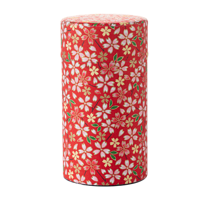 BOÎTE WASHI 100 g - Rouge motif fleurs